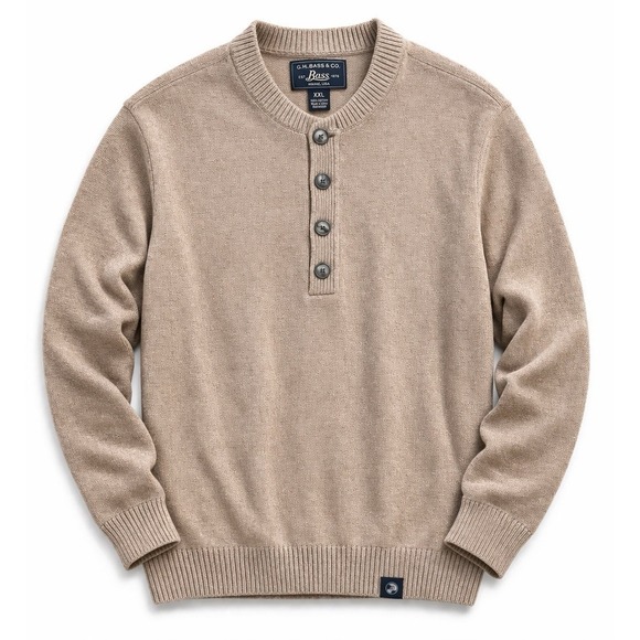 G.H. Bass & Co. Other - G.H. Bass Sweater XXL Tan Button Front Cotton Blend Casual Knit